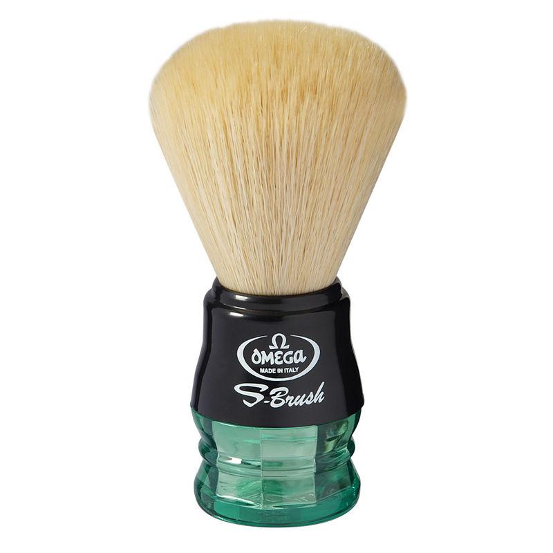 omega s10077 s-brush fiber synthetic boar shaving brush - green & black