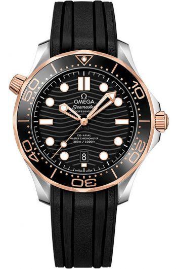 omega seamaster black dial automatic watch with rubber strap for men - 210.22.42.20.01.002
