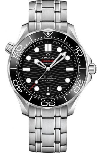 omega seamaster black dial automatic watch with steel bracelet for men - 210.30.42.20.01.001