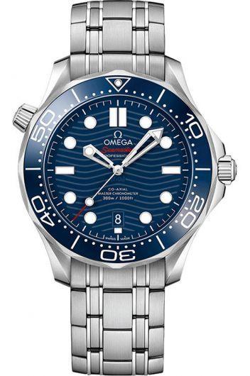omega seamaster blue dial automatic watch with steel bracelet for men - 210.30.42.20.03.001