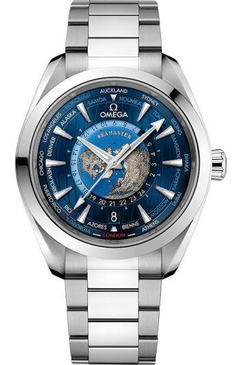 omega seamaster blue dial automatic watch with steel bracelet for men - 220.10.43.22.03.001