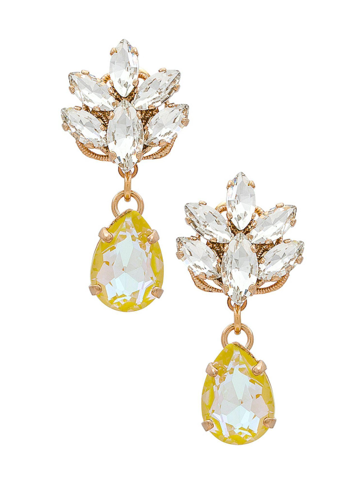 omega clasp crystal cluster earrings