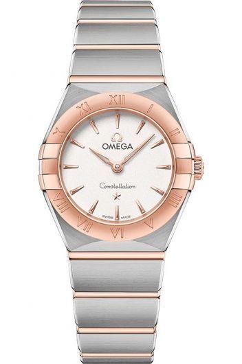 omega constellation silver dial quartz watch with steel & sedna™ gold bracelet for women - 131.20.25.60.02.001