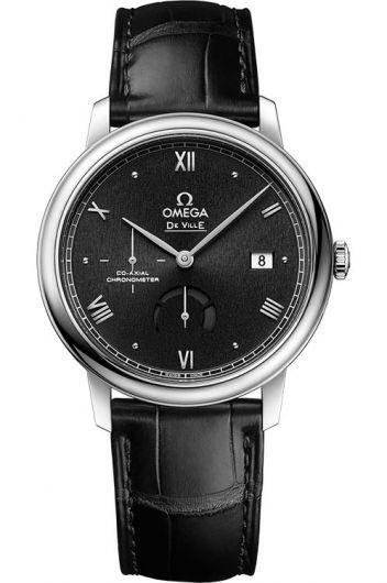 omega de ville black dial automatic watch with leather strap for men - 424.13.40.21.01.002