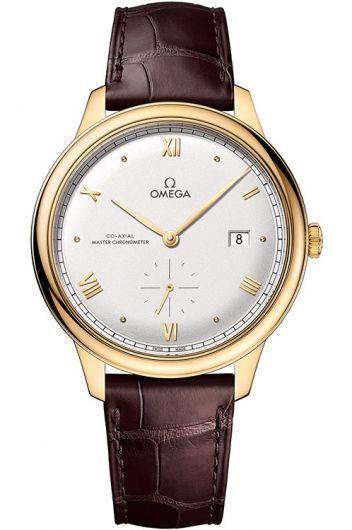 omega de ville silver dial automatic watch with leather strap for men - 434.53.41.20.02.001