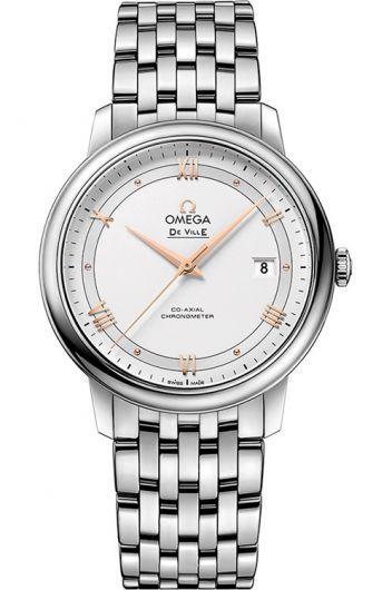 omega de ville silver dial automatic watch with steel bracelet for men - 424.10.40.20.02.002