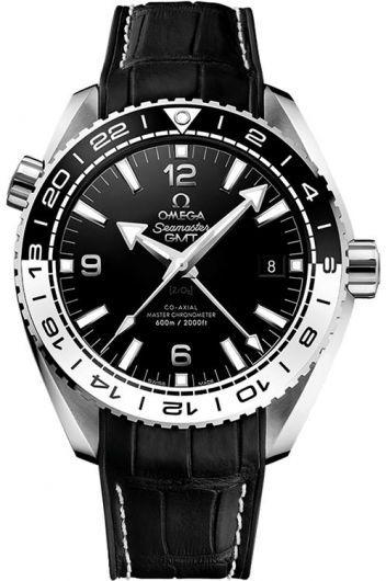 omega seamaster black dial automatic watch with leather strap for men - 215.33.44.22.01.001