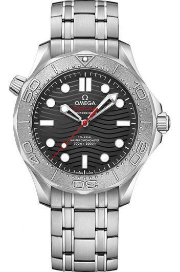 omega seamaster black dial automatic watch with steel bracelet for men - 210.30.42.20.01.002