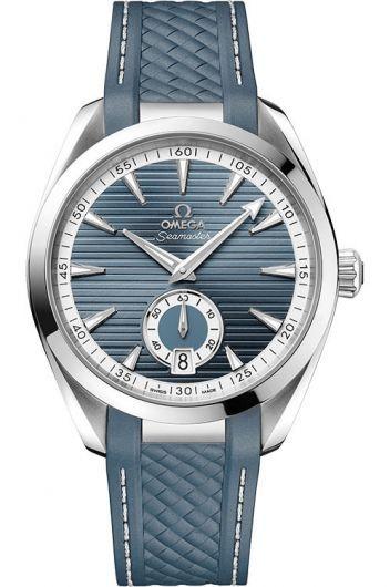 omega seamaster blue dial automatic watch with rubber strap for men - 220.12.41.21.03.005