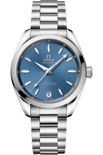 omega seamaster blue dial automatic watch with steel bracelet for women - 220.10.34.20.03.002