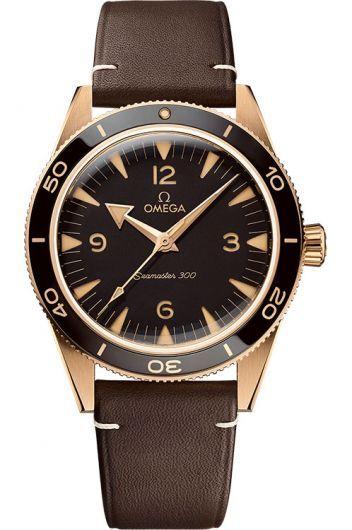 omega seamaster brown dial automatic watch with leather strap for men - 234.92.41.21.10.001