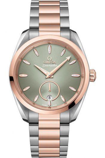 omega seamaster green dial automatic watch with steel & sedna™ gold bracelet for men - 220.20.38.20.10.001