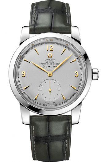 omega seamaster grey dial automatic watch with leather strap for men - 511.93.38.20.99.001