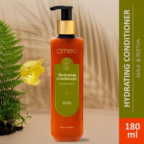 omeo hydrating conditioner with natural extracts of reetha and amla | cleansing, strengthening and nourishing on hair for men & women 180ml