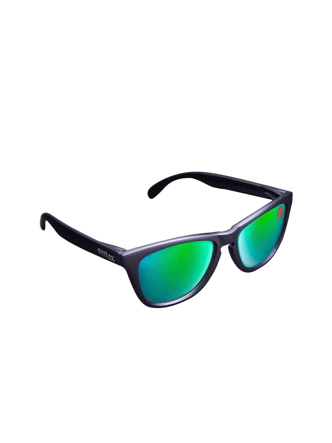 omtex men green lens & black aviator sunglasses with uv protected lens