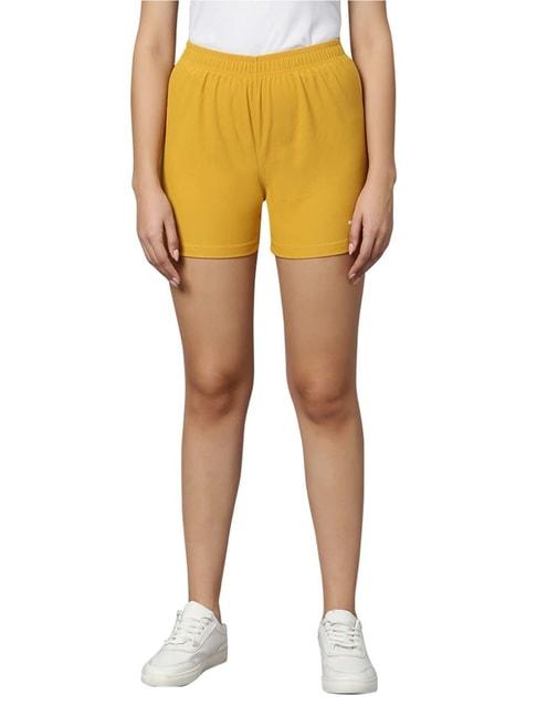 omtex mustard mid rise sports shorts