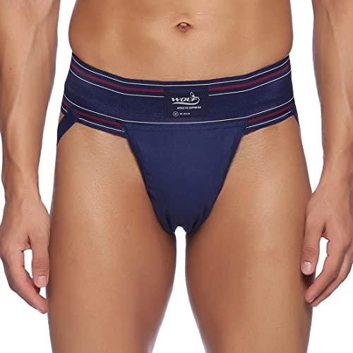 omtex athletic wolf stretchable supporter jockstraps with cup pocket, ideal for workout and sports quick dry moisture wicking underwear navy blue