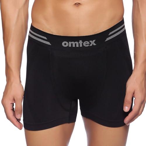 omtex men's athletic seamless short stretchable with cup pocket, ideal for workout and sports quick dry moisture wicking underwear black - x-large