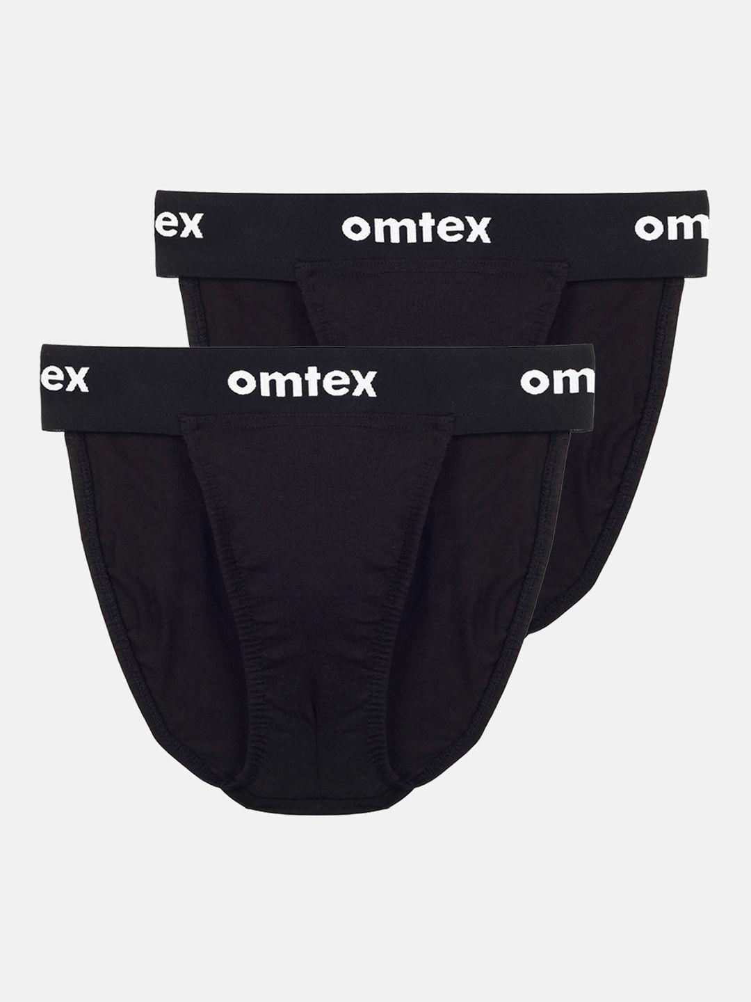 omtex men pack of 2 black solid briefs