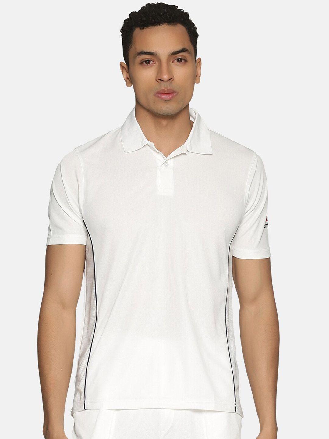 omtex men white polo collar t-shirt