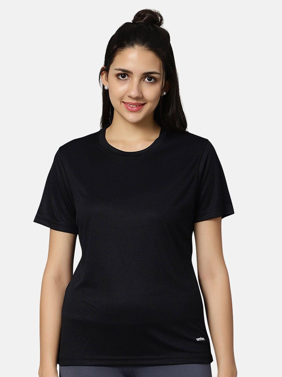 omtex women black pockets t-shirt