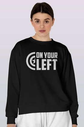 on your left round neck womens sweatshirt - black