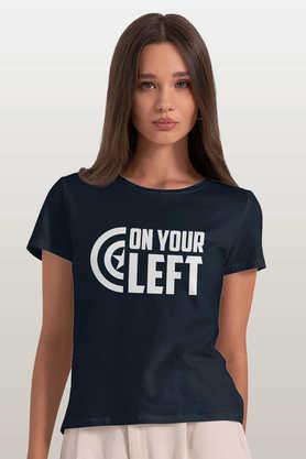 on your left round neck womens t-shirt - navy