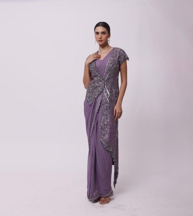 onaya lilac drape saree