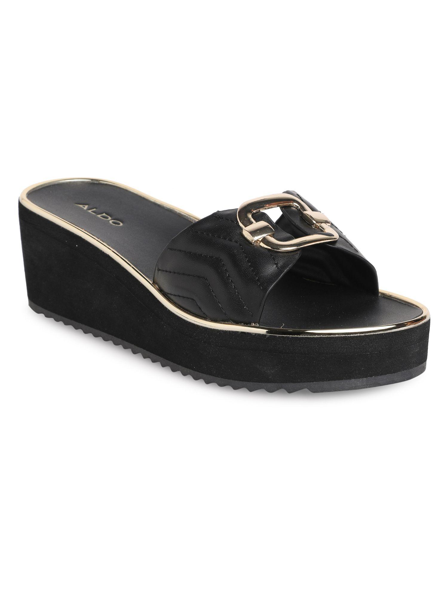 onayllan synthetic black patterned wedges