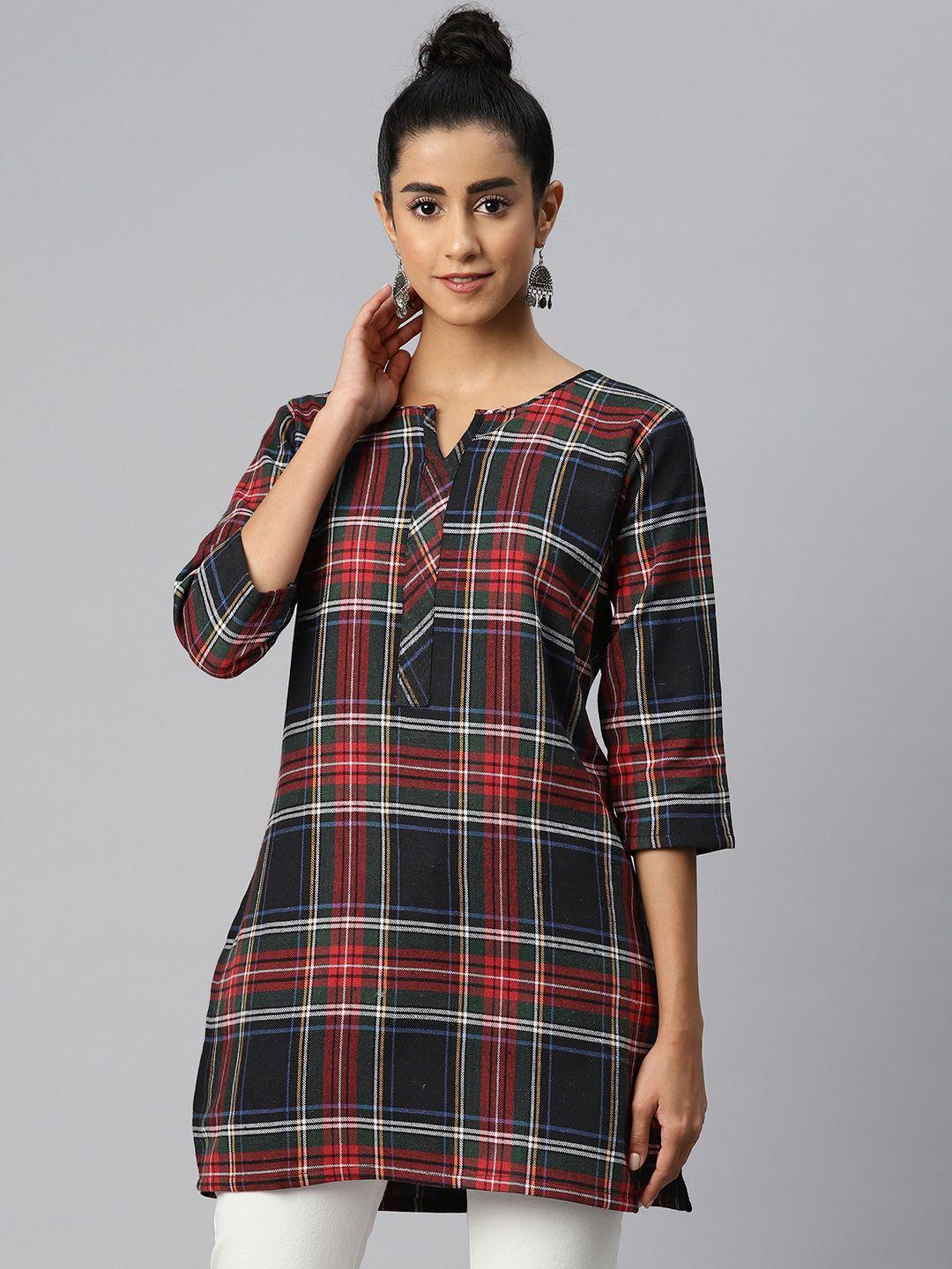 one femme checked pure cotton kurti