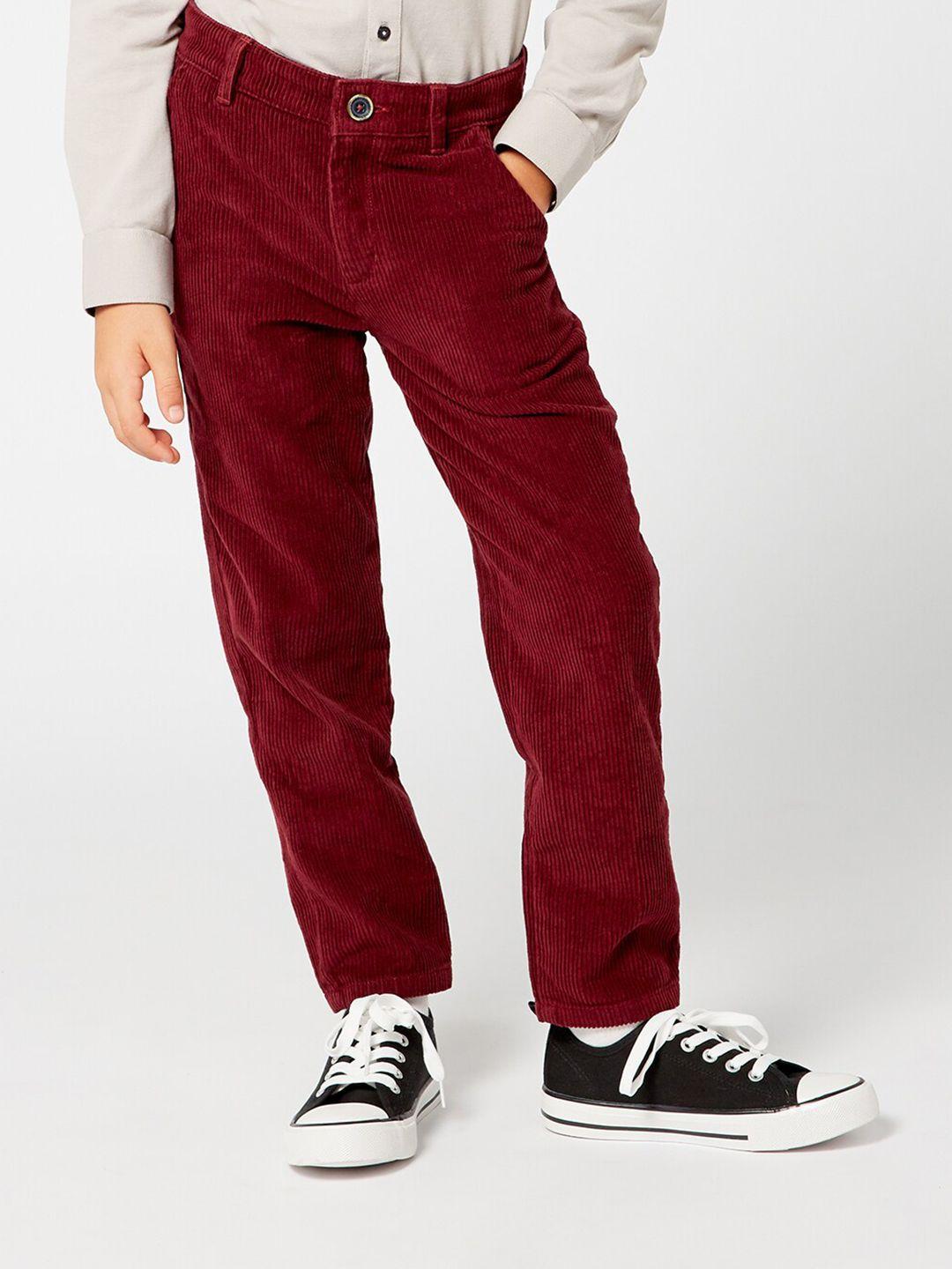 one friday boys smart mid-rise corduroy regular trousers