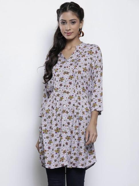 one femme grey floral print tunic