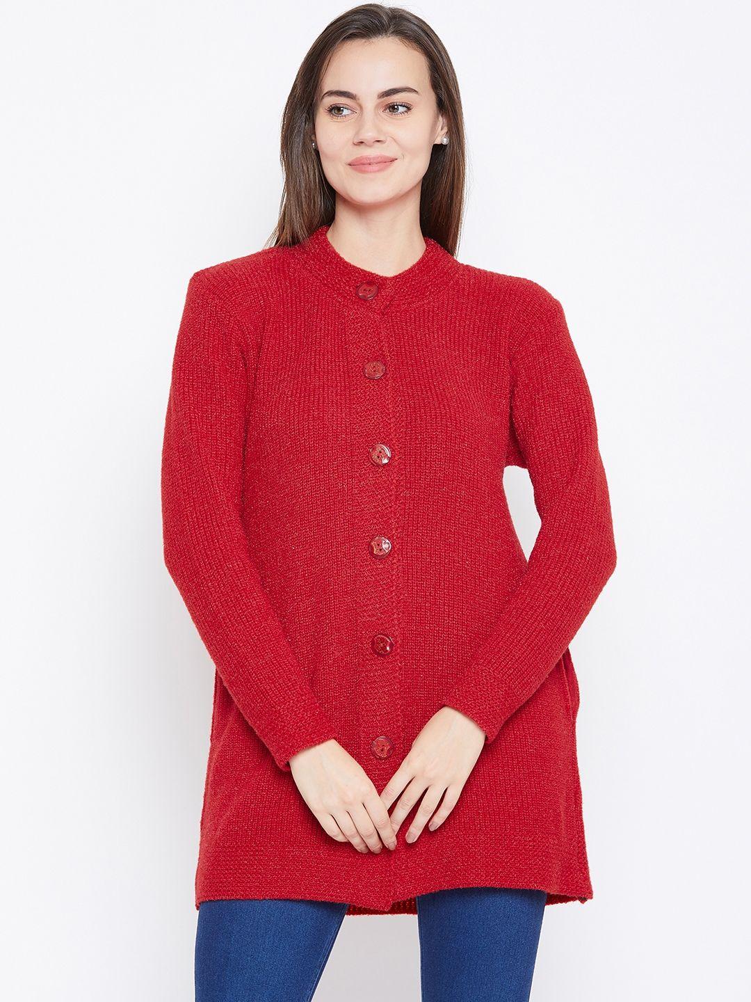 one femme women red solid sweater