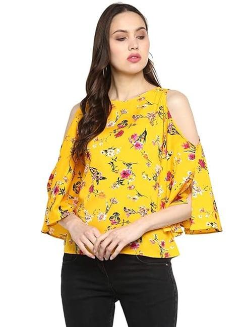 one femme yellow floral print top