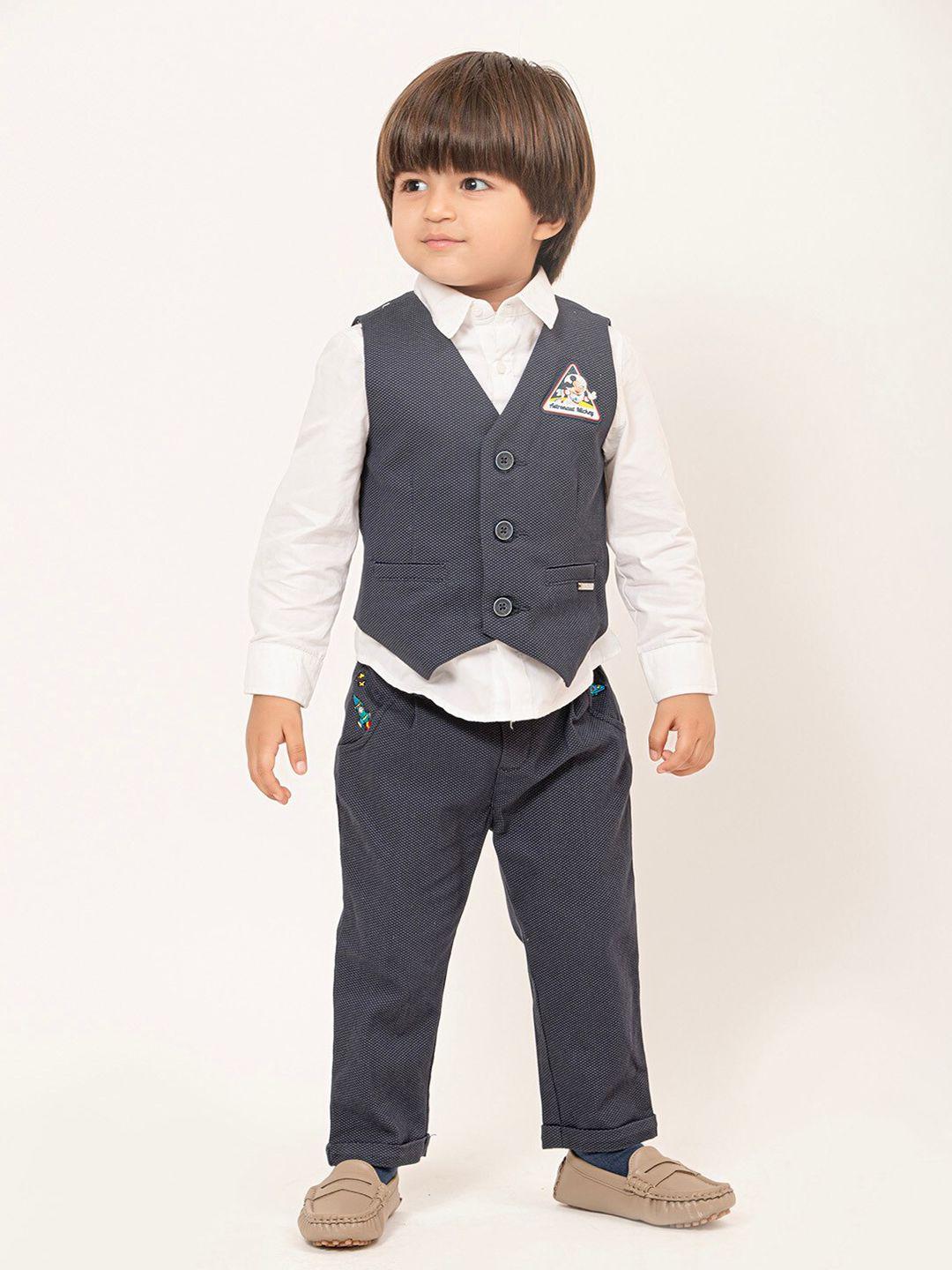 one friday boys checked pure cotton shirt with trousers & waistcoat