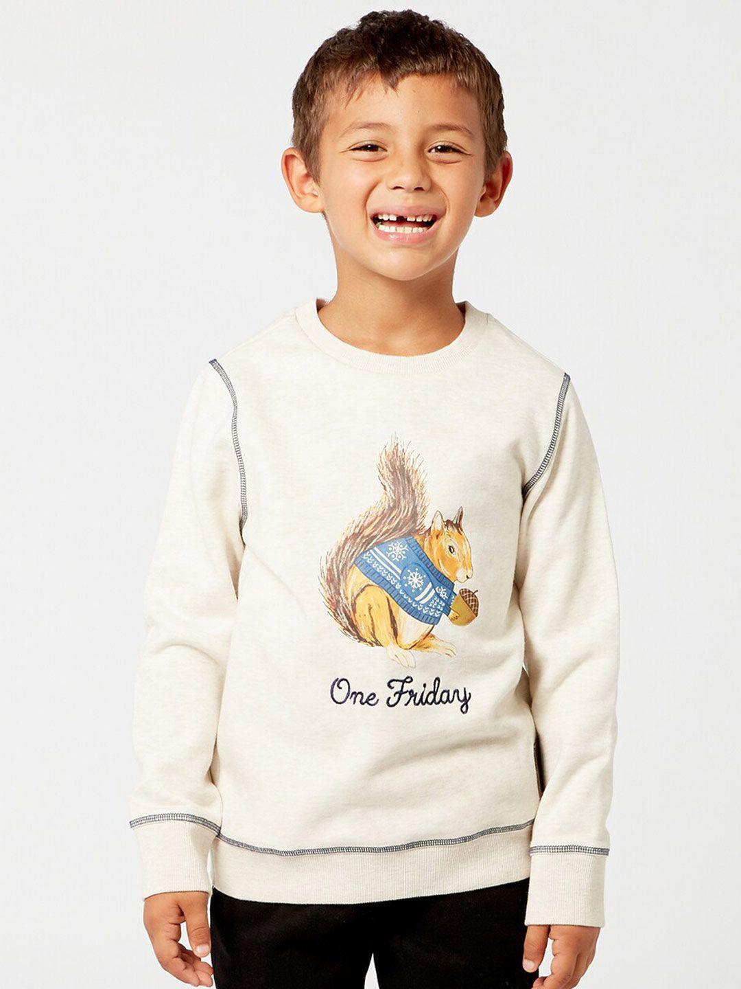 one friday boys cream-coloured printed sweatshirt