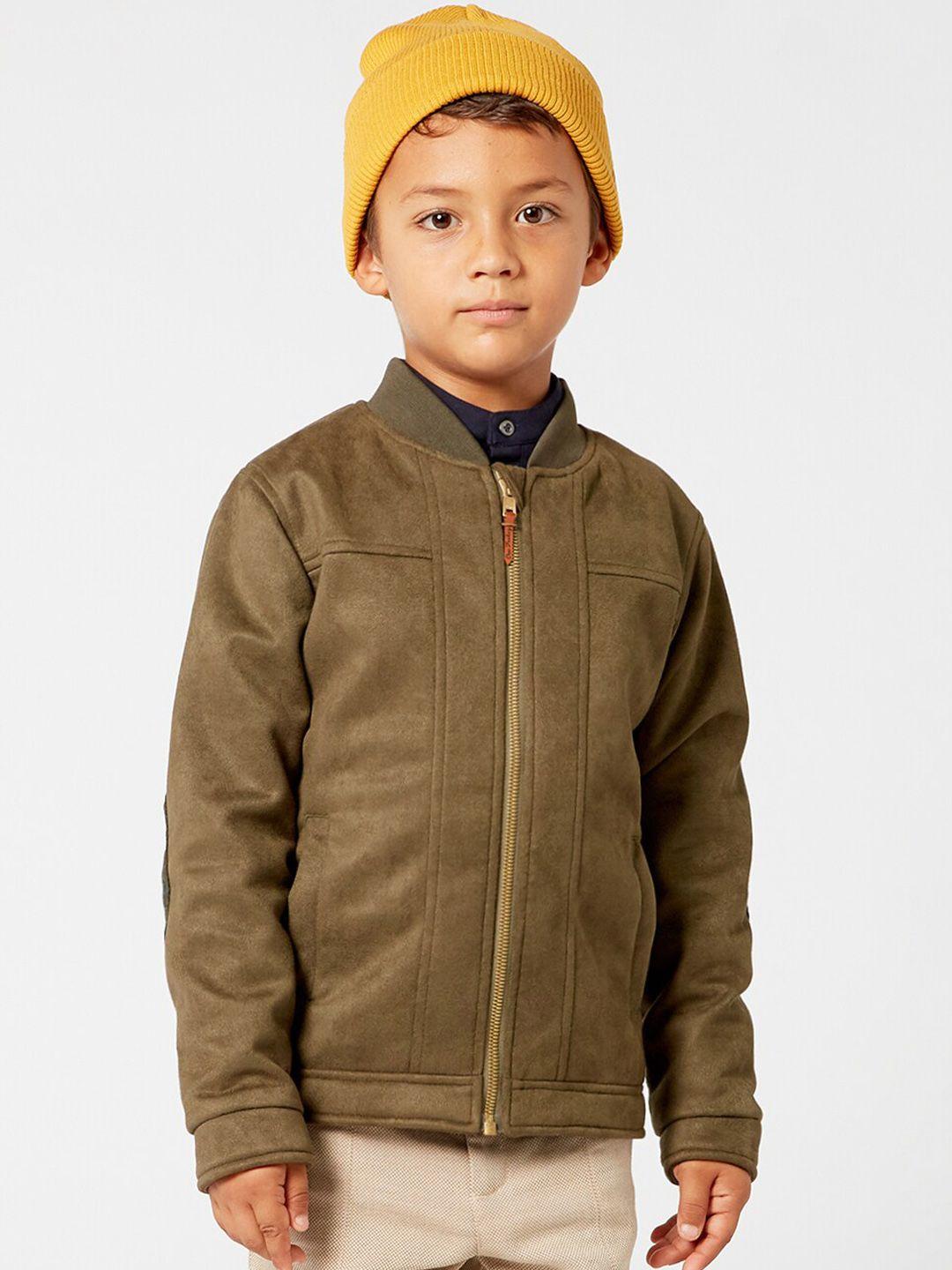 one friday boys green solid tailored jacket
