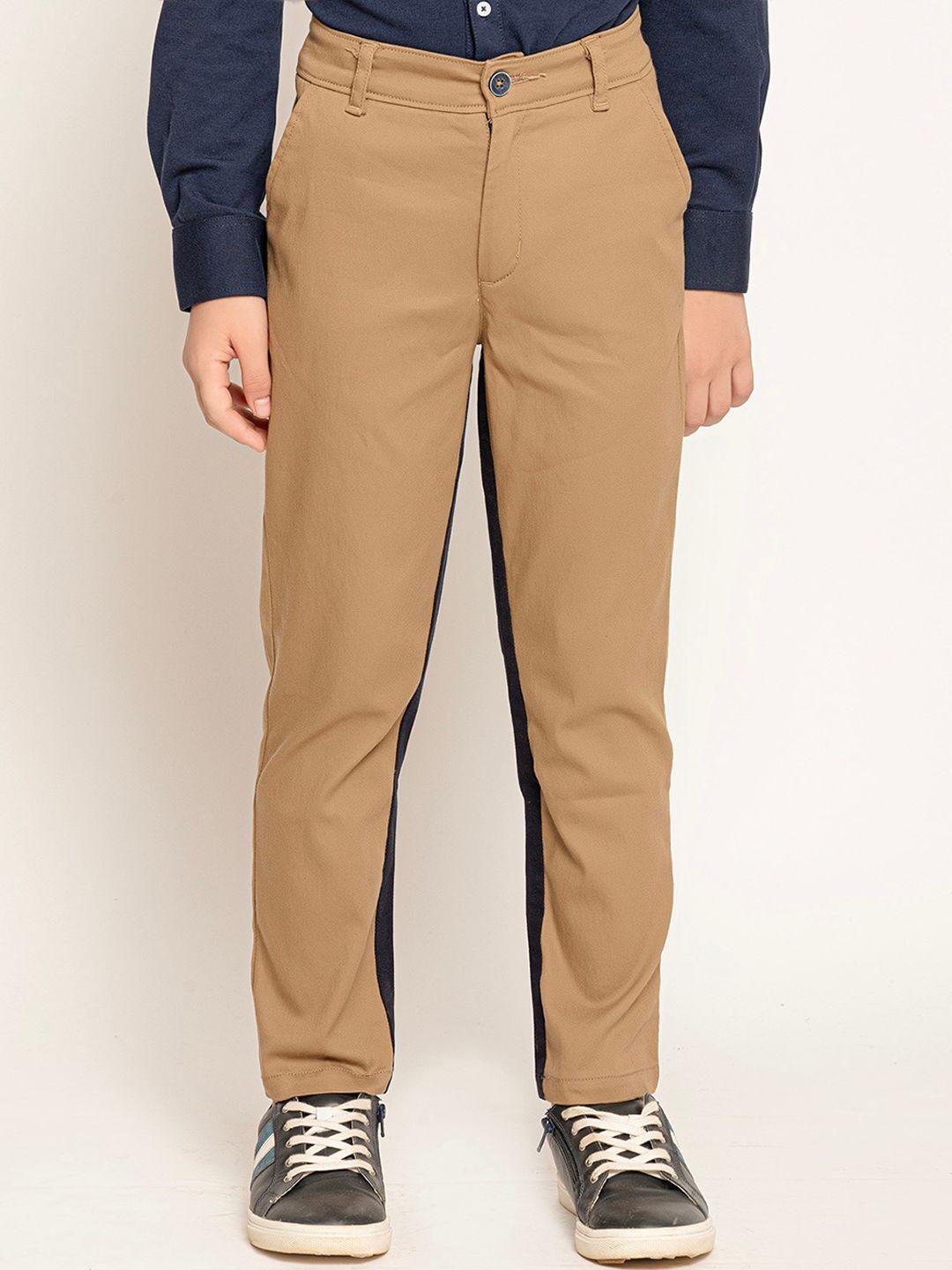 one friday boys mid rise plain relaxed cotton chinos trousers