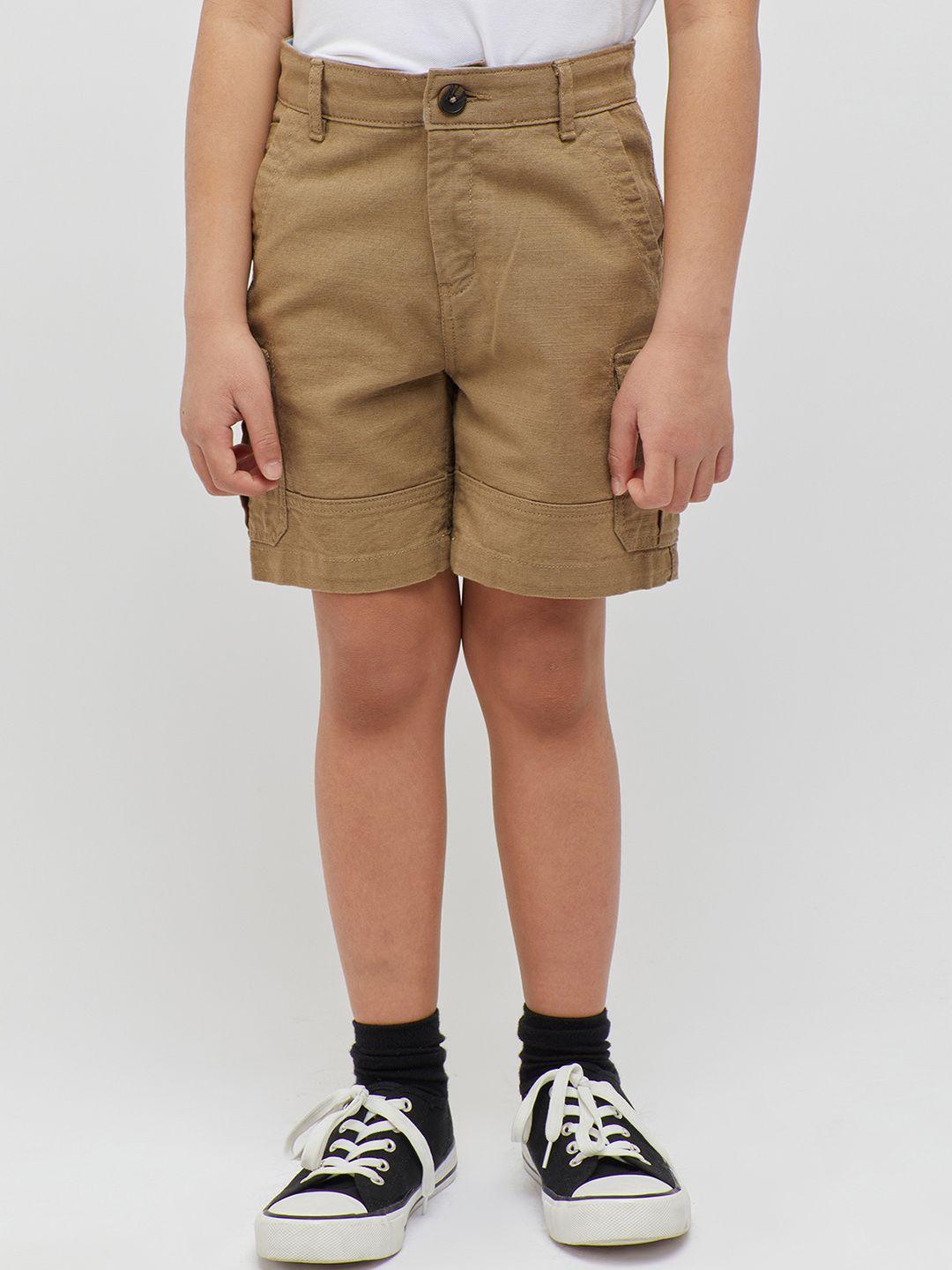 one friday boys mid-rise pure cotton cargo shorts
