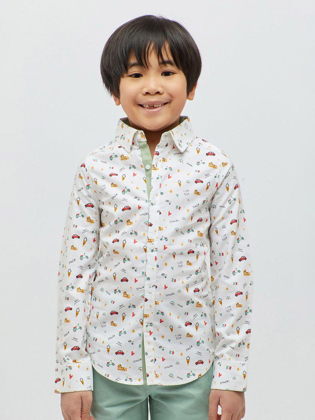 one friday boys premium conversational printed pure cotton casual shirt
