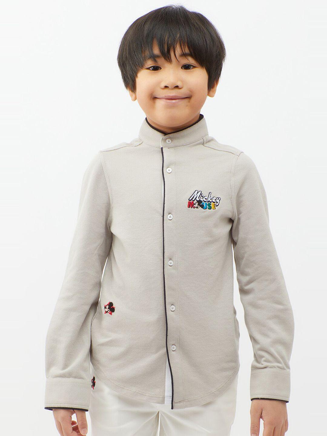 one friday boys relaxed mickey mouse applique cotton casual shirt