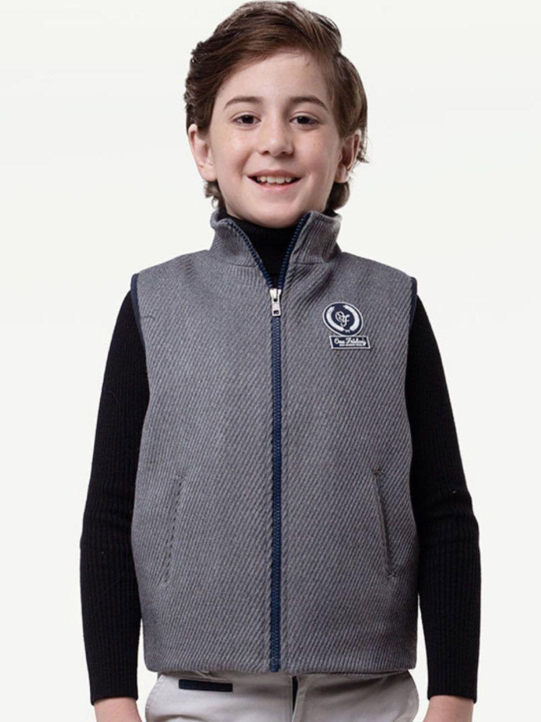 one friday boys self designed sleeveless open front jacket