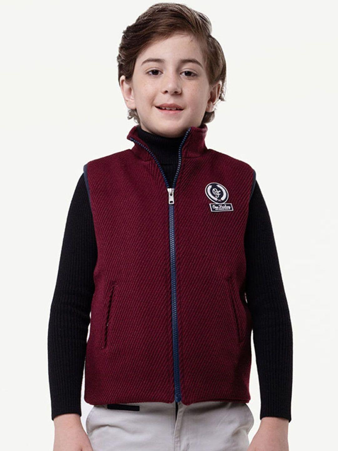 one friday boys self designed sleeveless open front jacket