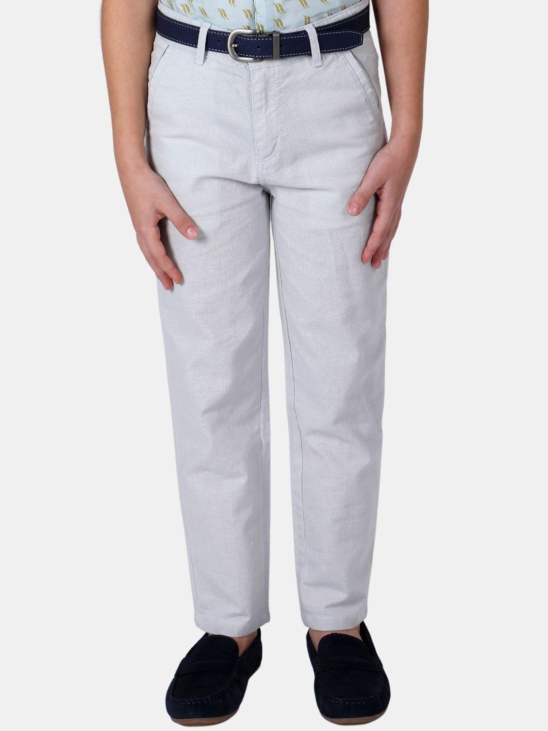 one friday kids boys solid pure cotton mid rise relaxed trousers
