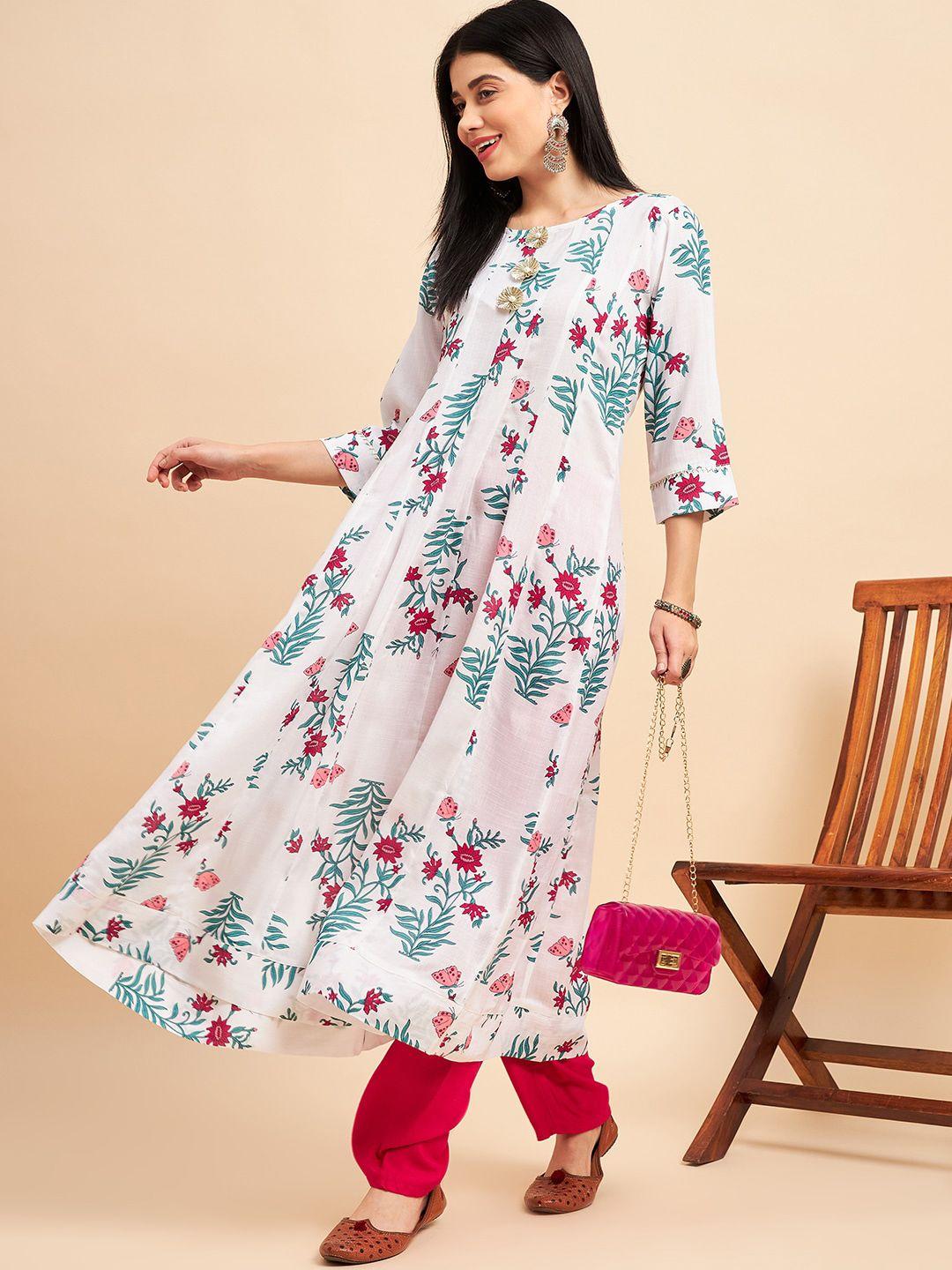 one of a kind women pure cotton floral printed a-line kurta