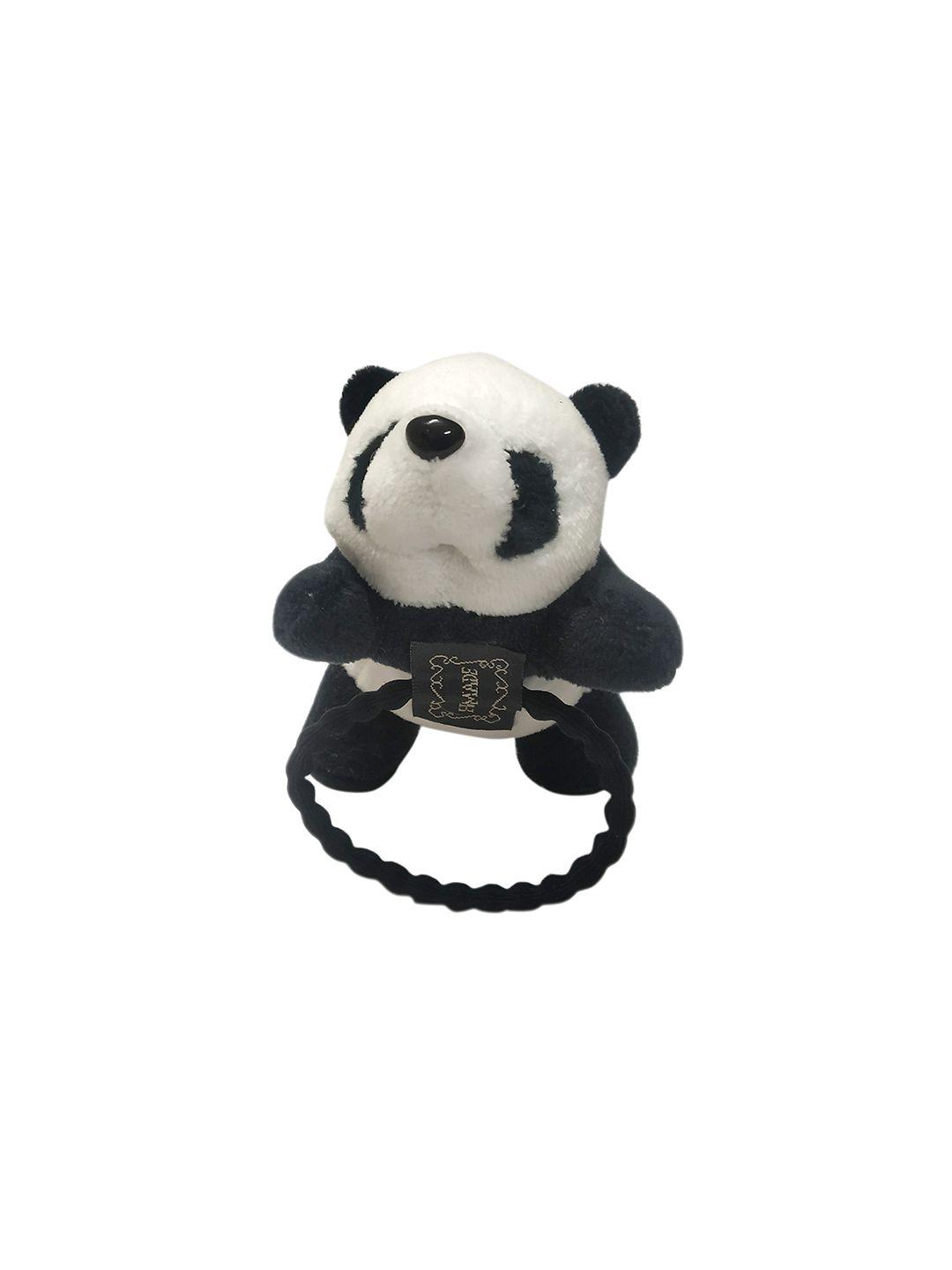 one on one girls black & white panda ponytail holder