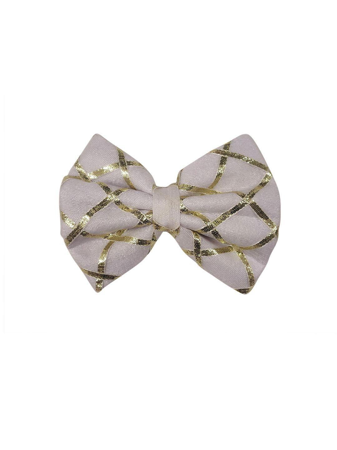 one on one girls white & gold-toned lace alligator hair clip
