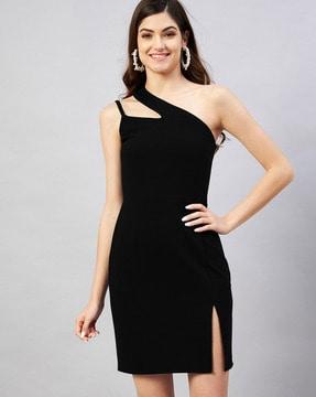 one-shoulder bodycon dress front split