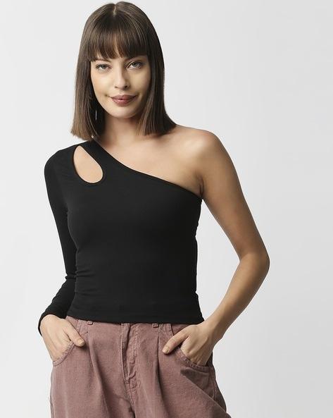 one-shoulder crop top