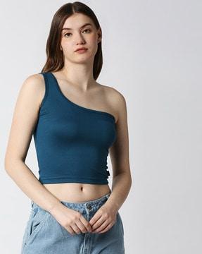 one-shoulder crop top